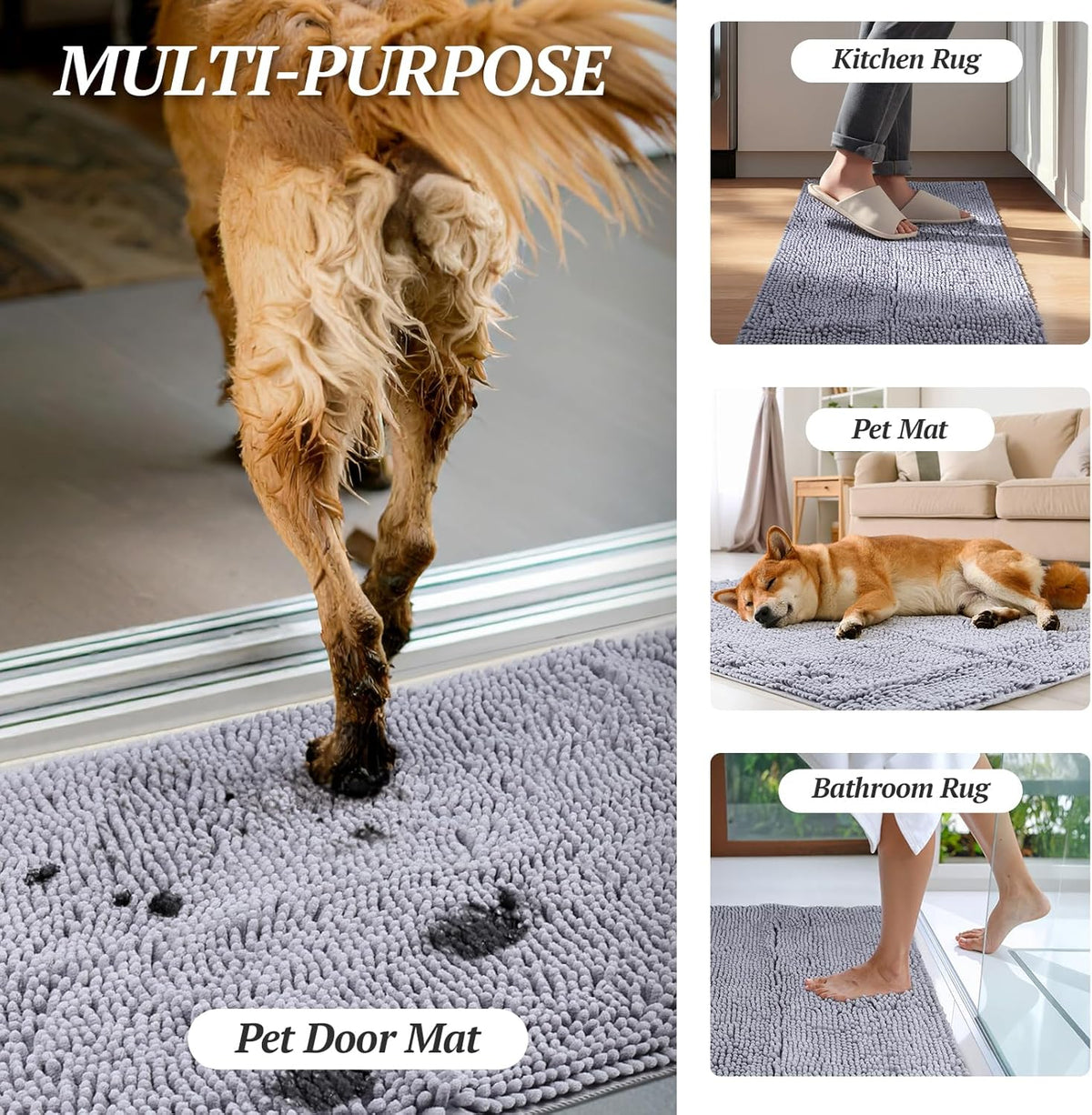 Dog Door Mat Absorpmax Dog Mat for Muddy Paw, 31 × 20", Beige