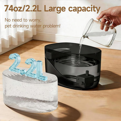 Cat Water Fountain, 74Oz/2.2L, Automatic Pet Water Fountain Dual Flow Modes